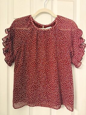 Madewell maroon floral blouse size XS